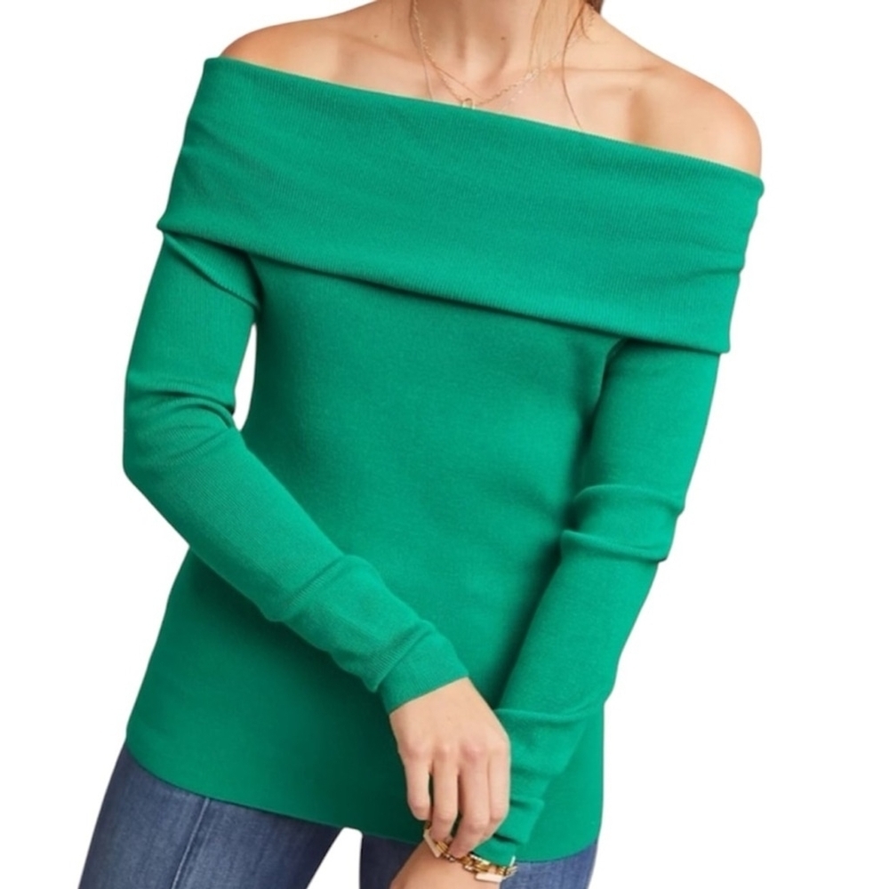 Anthropologie Ett:Twa Cecily off-shoulder ribbed knit pullover sweater